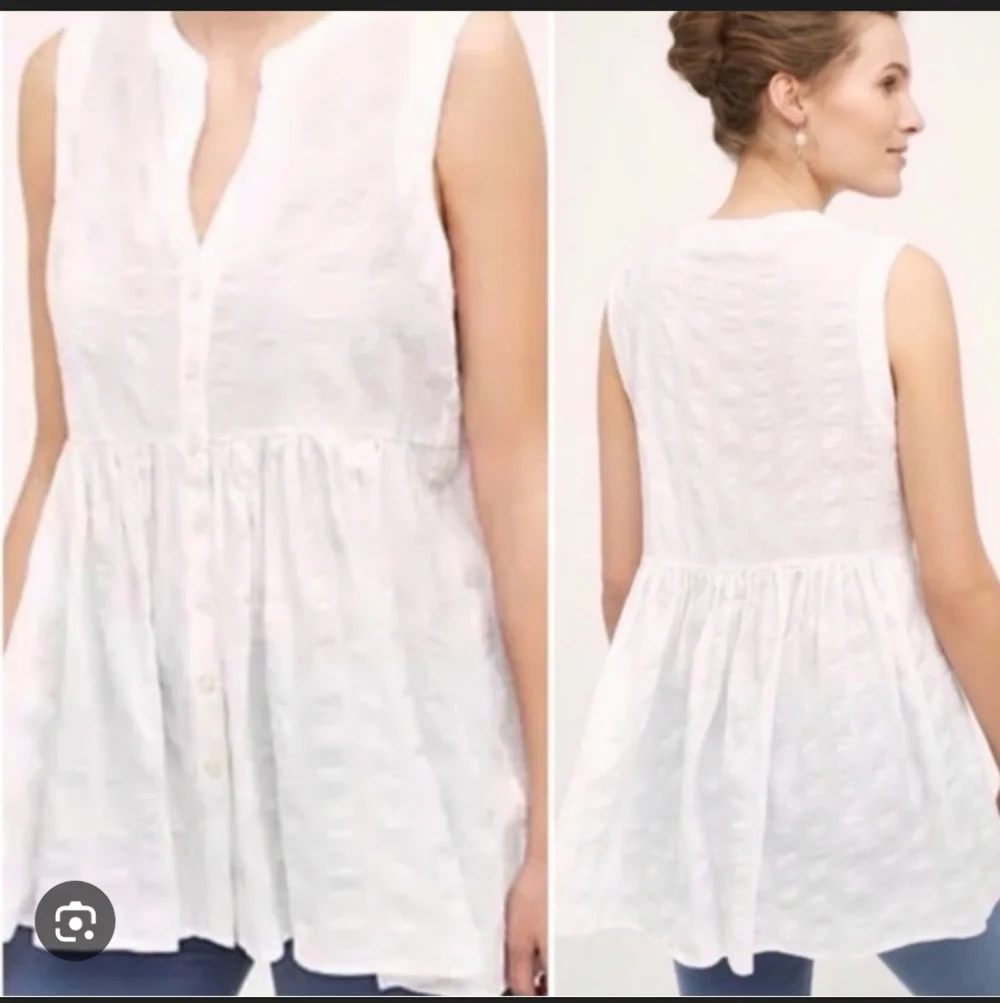 537-NWT Anthropologie Cream Sleeveless Blouse - Picture 1 of 8